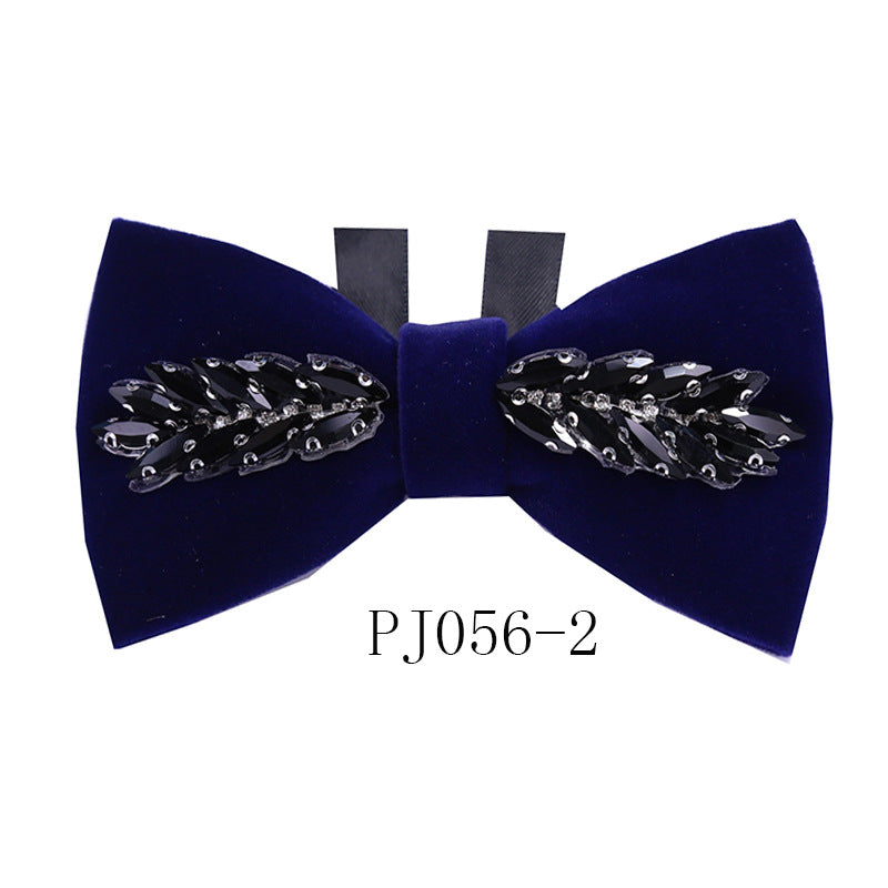 Crystal Leaf Suede Classic Bow Korean Business White Shirt Bow Tie Flower