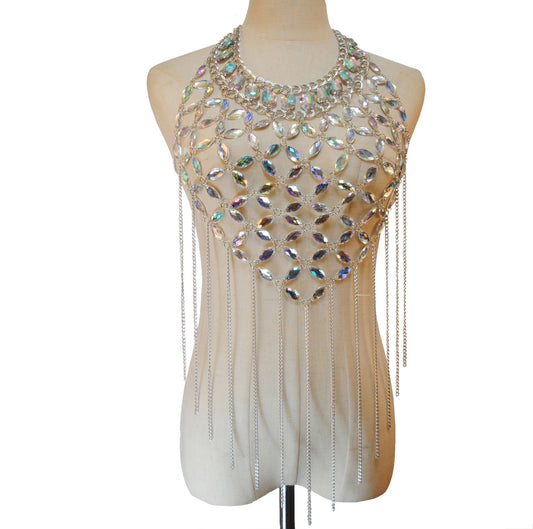 2024 new factory direct spring and summer new body chain cross-border hot acrylic bra bikini body chain