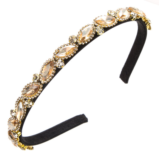 Cross-border new fashion baroque headbands, women's retro diamond-encrusted thin-edged hair bands, simple temperament, party hair accessories