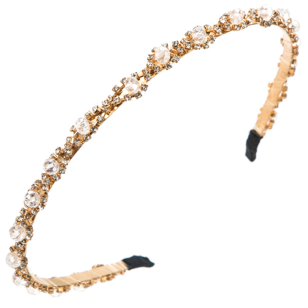 Fashionable, simple, cold, metal headband, Korean high-end chain, winding crystal, thin edge, fairy headband, hair ornament