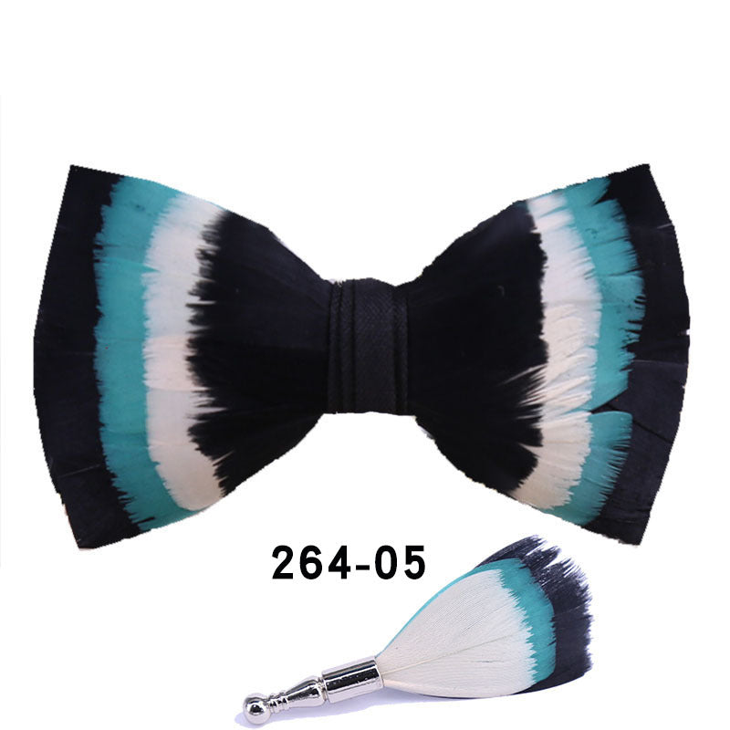 264 Colorful Feather Bow Tie Men's Wedding Banquet Clay Suit Accessories Shirt with Box Bow