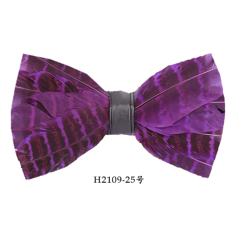 fashion feather multi-color bow tie men's wedding business party shirt collar flower bow tie