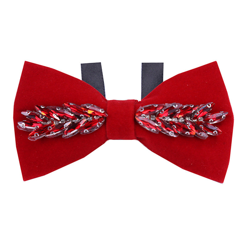 Crystal Leaf Suede Classic Bow Korean Business White Shirt Bow Tie Flower