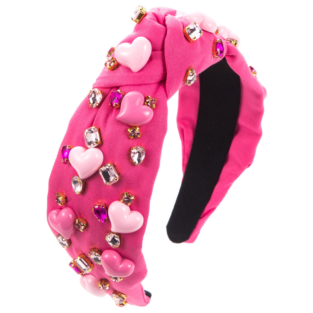 European and American new baroque headbands, hand-stitched glass diamonds, inlaid love accessories, high skull top, wide-brimmed hair accessories, cross-border wholesale