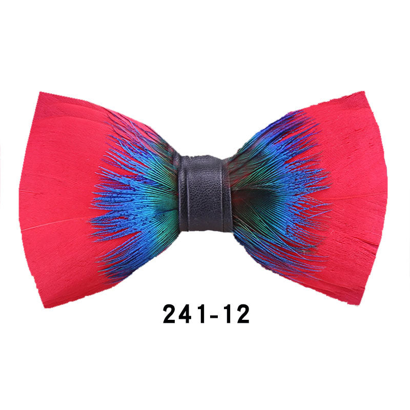 241 Peacock Blue Feather Man Hosts the Party Groom Groomsman Group Butterfly Wedding Bow Tie Spot