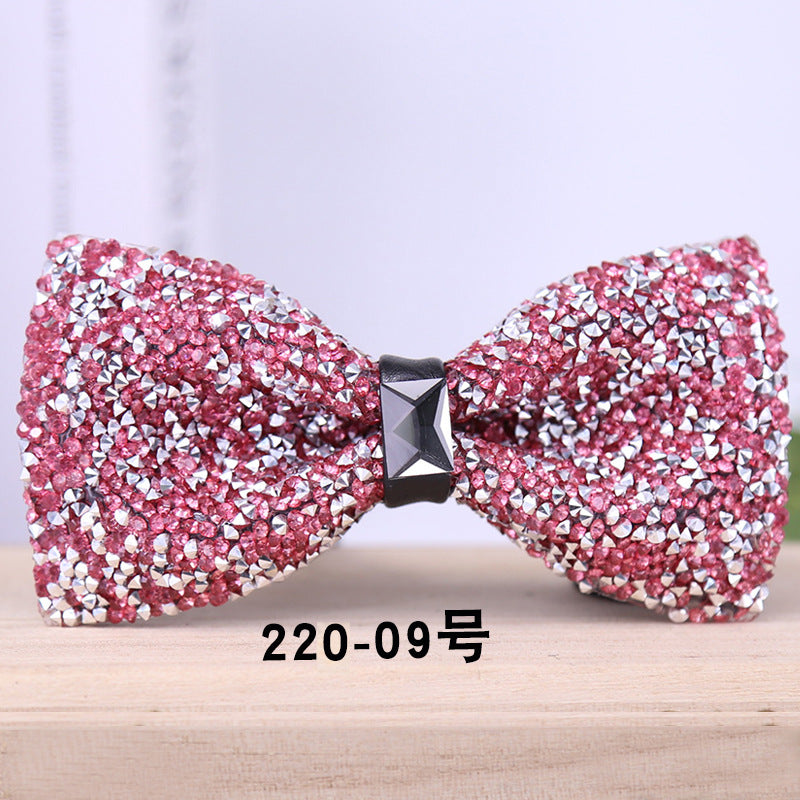 multi-color bow tie crystal starry rhinestone banquet nightclub super flash diamond wedding groom clay collar