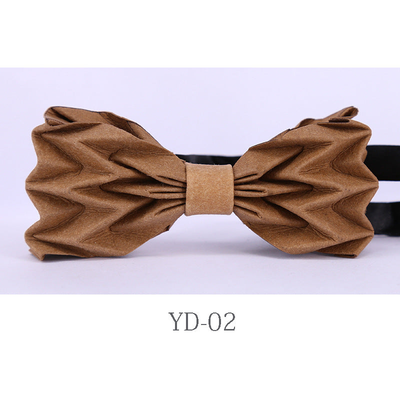 men's suit origami washed recycled paper star with kraft paper bow tie men's gift clay wood box