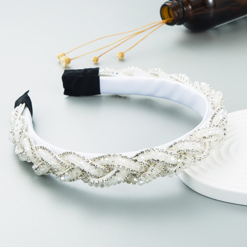 Heming headbands, women's new personality in Europe and the United States, the new personality of the season, the super flash rhinestone crystal cross-headband, the temperament of high-end hair accessories