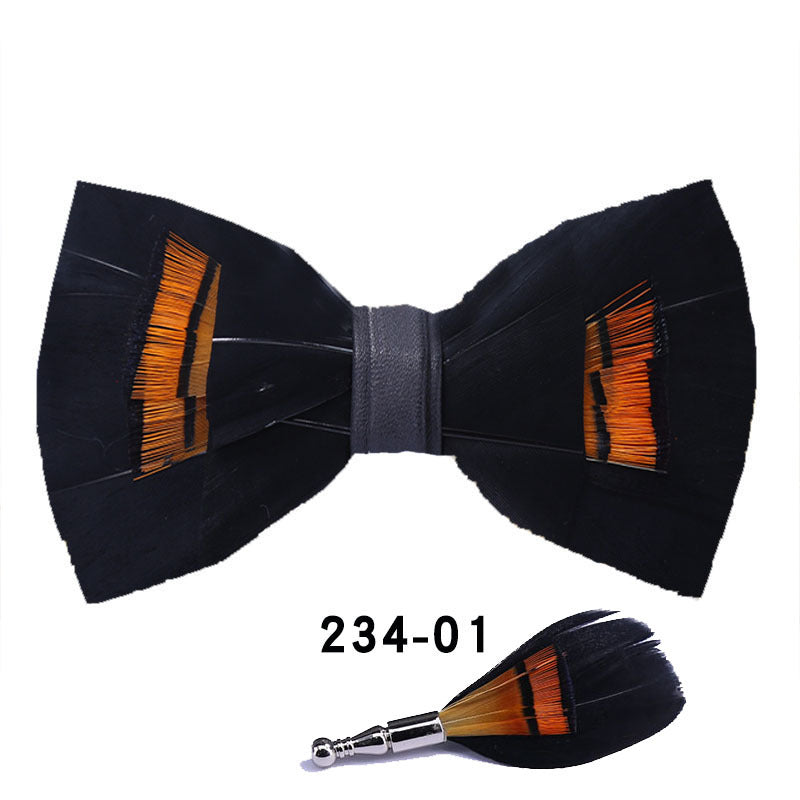 234 blue feather bow tie men's shirt groomsman group pot butterfly wedding host flower collar