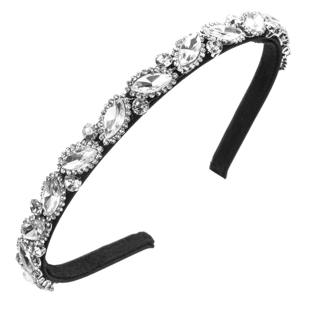 Cross-border new fashion baroque headbands, women's retro diamond-encrusted thin-edged hair bands, simple temperament, party hair accessories