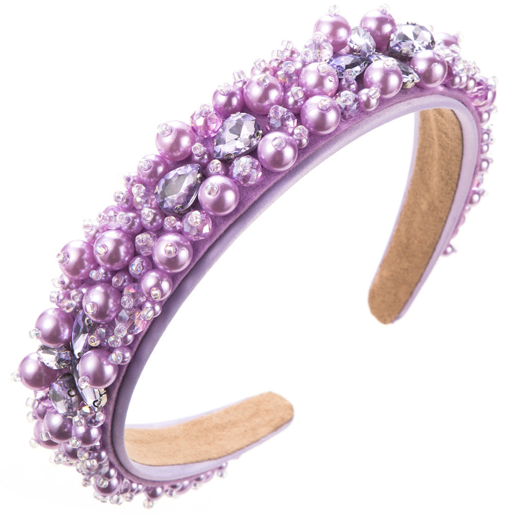 European and American hand-woven beaded headbands, baroque diamond-encrusted headbands, simple, fashionable, versatile, high-end hair accessories wholesale