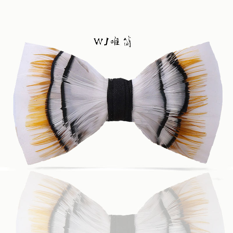 white feather male bow tie men and women wedding bow bow men's bow tie best man presided over the flower tie