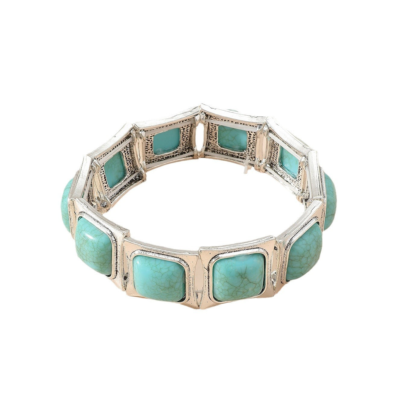 New Bohemian Turquoise Elastic Bracelet Personality Vintage Pattern European and American Jewelry Bracelet