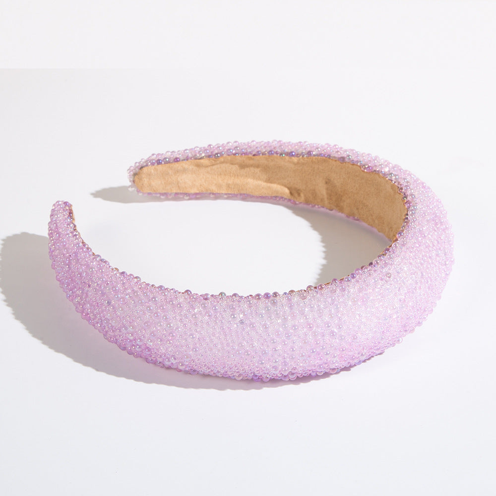 Heming headband Korean version of the new sponge material inlaid with transparent crystal headband, the girl is versatile, wide-edged, pressed hair accessory