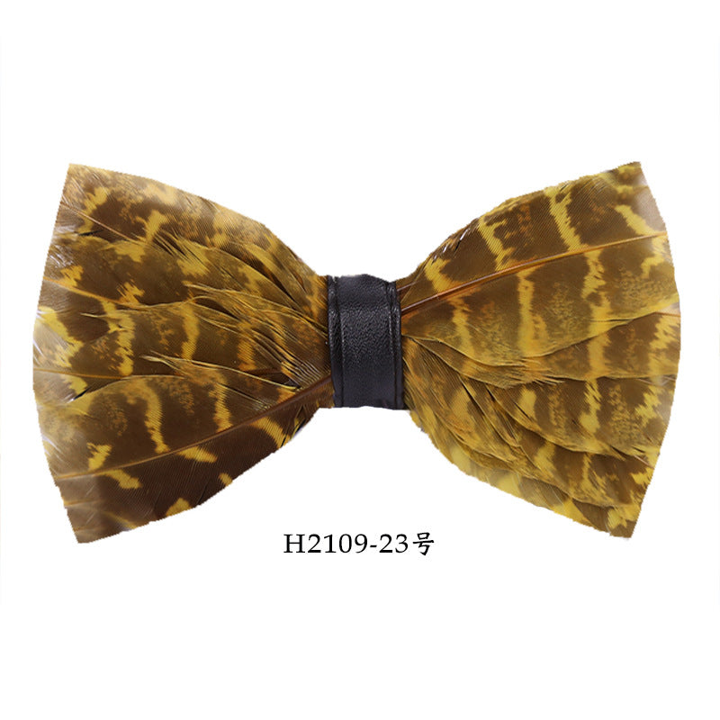 fashion feather multi-color bow tie men's wedding business party shirt collar flower bow tie