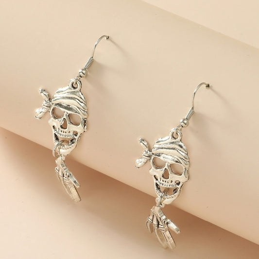 Alloy Hot Selling Punk Skull Earrings For Men Women Cool Jewelry Hip Hop Earrings Retro Rock Skull Earrings