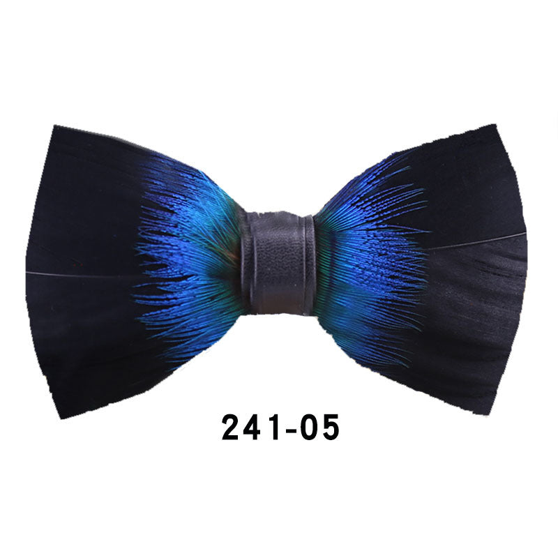 241 Peacock Blue Feather Man Hosts the Party Groom Groomsman Group Butterfly Wedding Bow Tie Spot