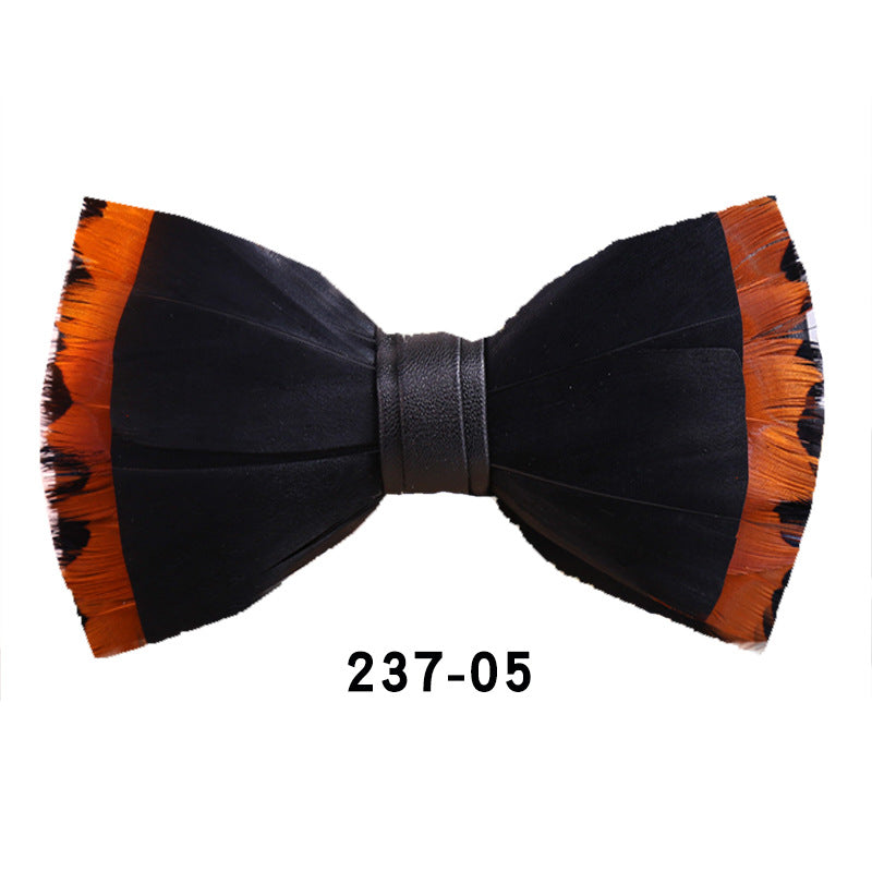 Yellow Classic Feather Wedding Bow Tie Best Man Group Pot Butterfly Wedding Bow Tie Shirt Collar Flower