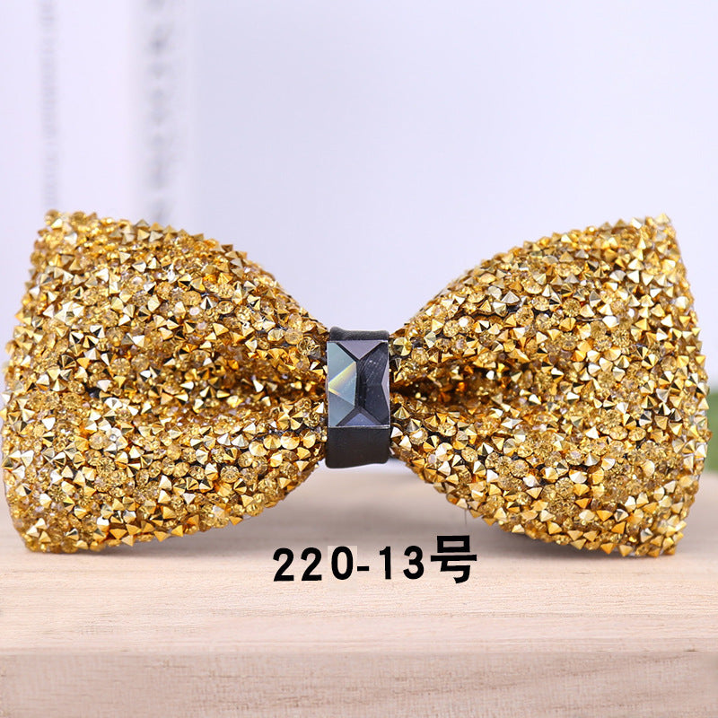 multi-color bow tie crystal starry rhinestone banquet nightclub super flash diamond wedding groom clay collar