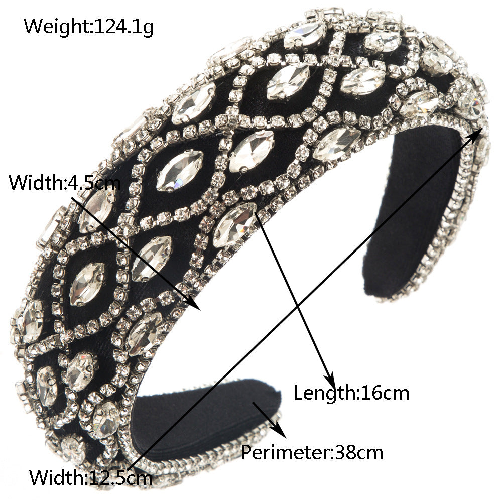 Cross-border European and American new fashion luxury baroque rhinestone headband, wide-sided, pressed hair, high-end prom hair, hair, hairpin