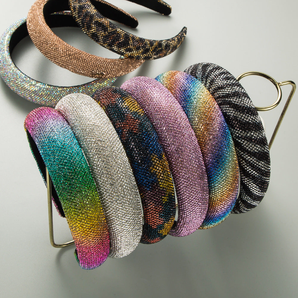 European and American ultra-flash rhinestones, full of diamonds, sponge headbands, simple and high-end, Internet celebrities, washing faces, pressing hair bands, and women's hair accessories cross the border