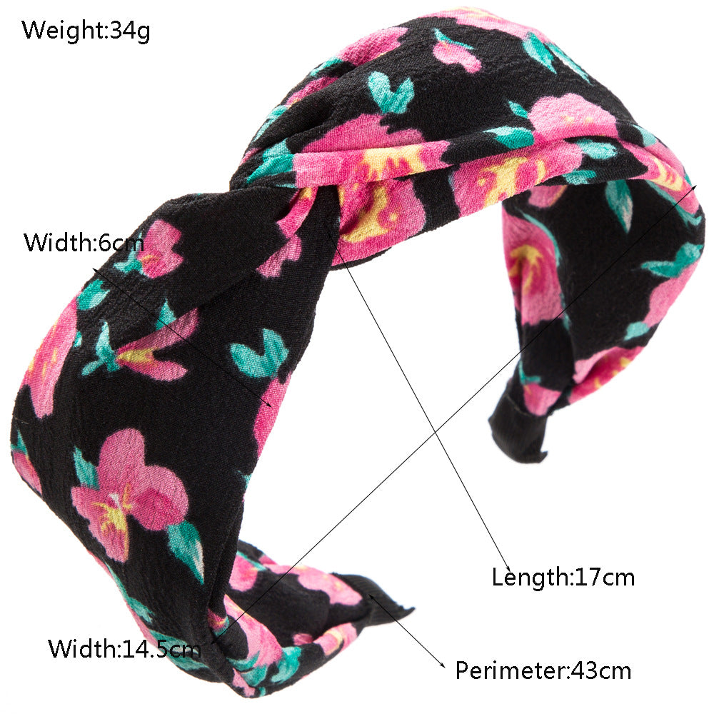 New color cross fabric wide-brimmed headband women's fashion summer simple casual vacation style headband hair accessories