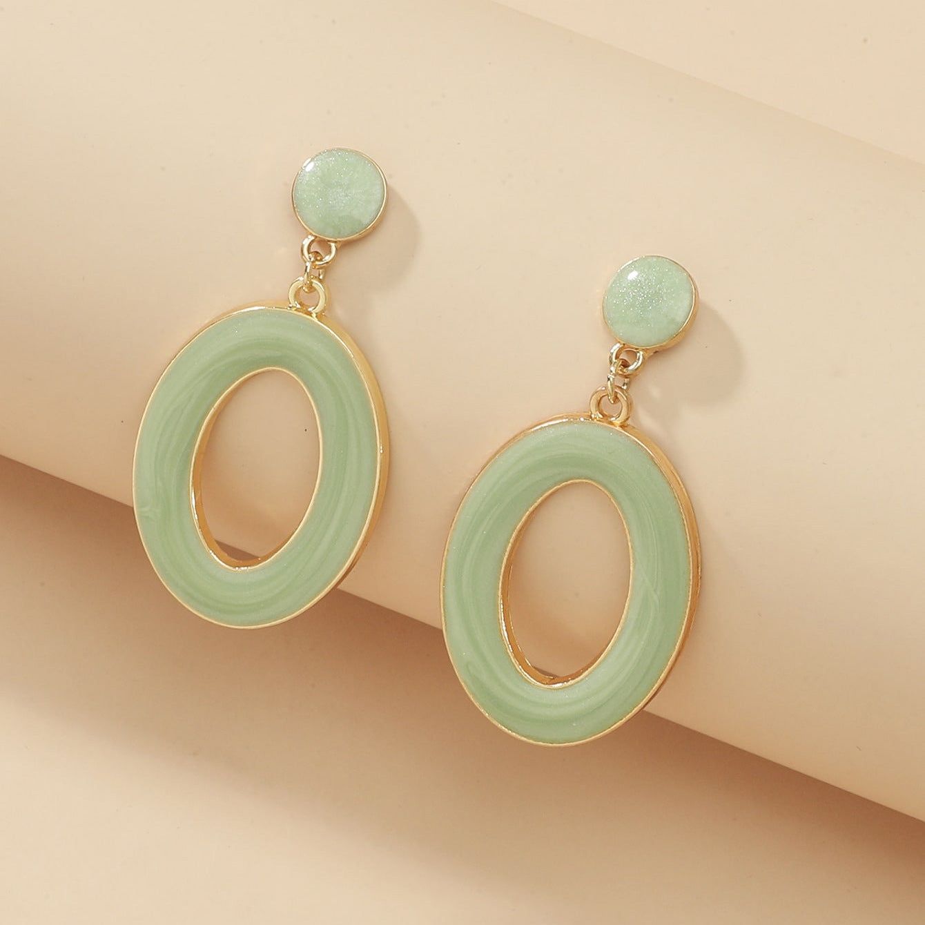 New Jewelry Korean Geometric Drip Oil Resin Alloy Earrings Retro Simple Fashion Ring Temperament Versatile Earrings