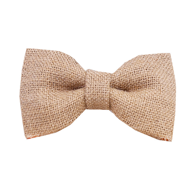 retro style straw fashion men's creative trend bow tie korean business white shirt bow