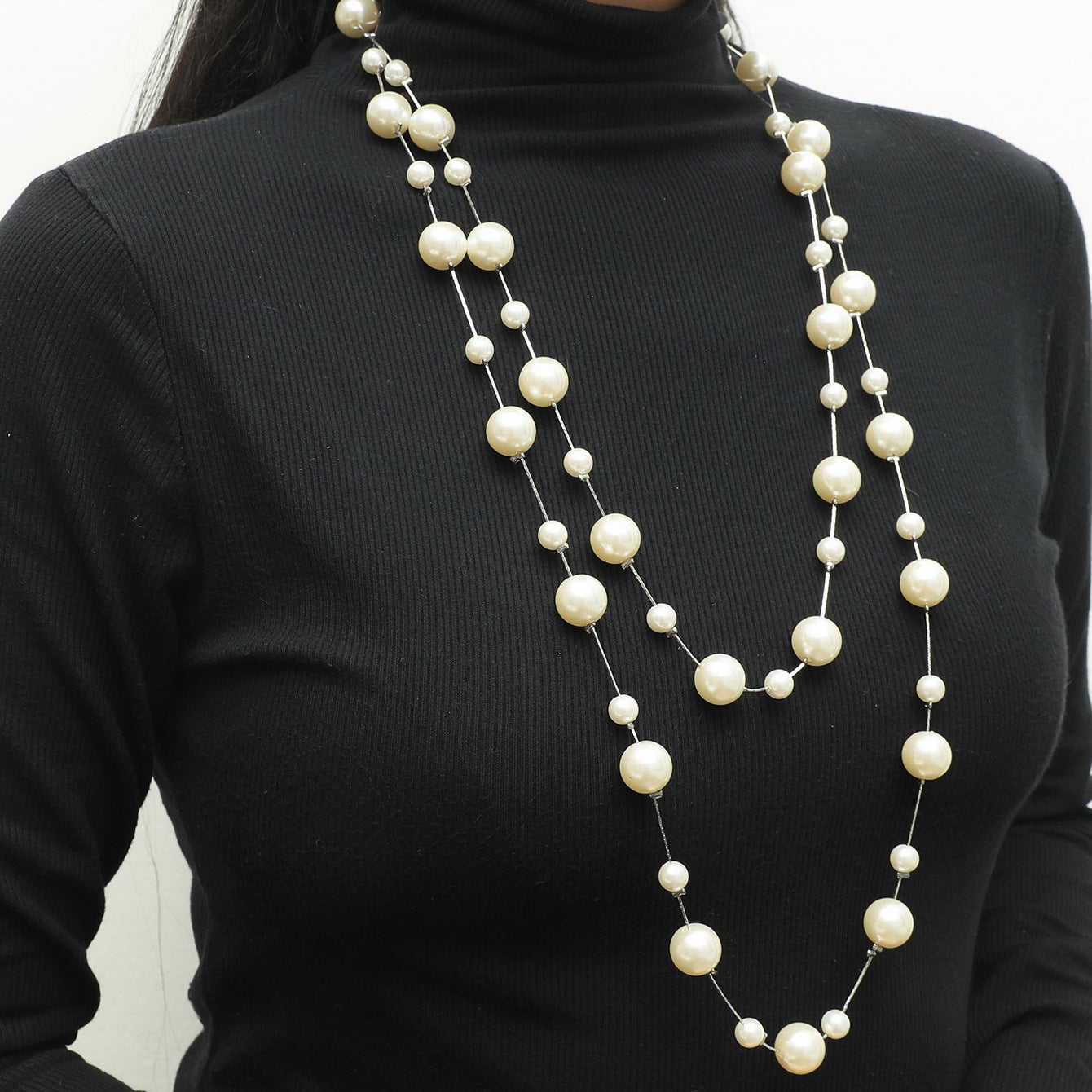 New European and American retro multi-layer pearl necklace autumn and winter fashion temperament long sweater chain accessories necklace