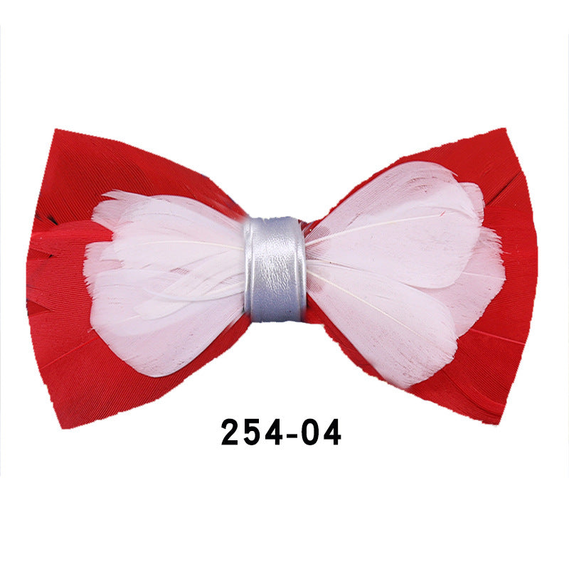 254 Colorful Children's Feather Bow Tie Men's Suit Collar Flower Party Banquet Best Man Flower Girl Suit Collar Flower