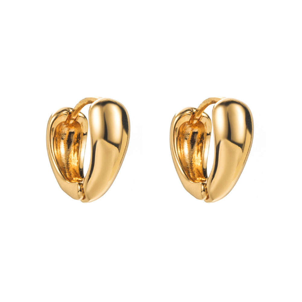 European and American fashion glossy alloy niche high-end earrings, Korean geometric heart-shaped, simple and versatile temperament, earrings for women