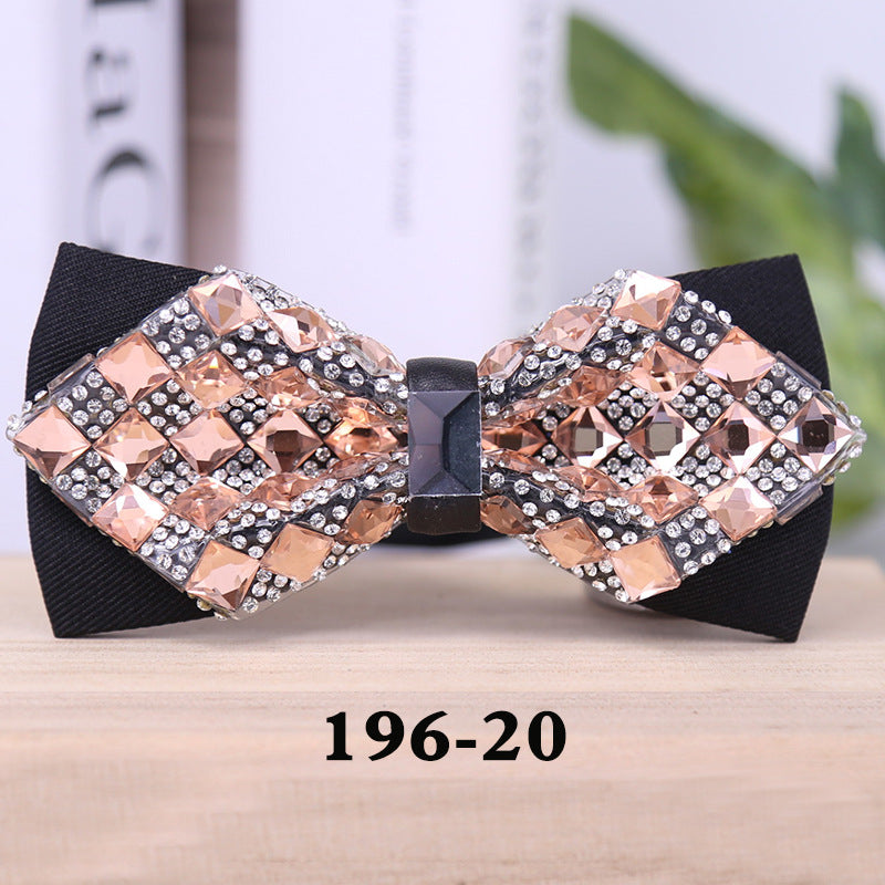 196 rectangular blue crystal bow tie male wedding party suit suit formal dress collar flower man crystal bow