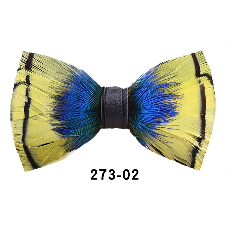 273 peacock blue feather man presided over the party, groom, groomsmen, butterflies, wedding bow tie spot