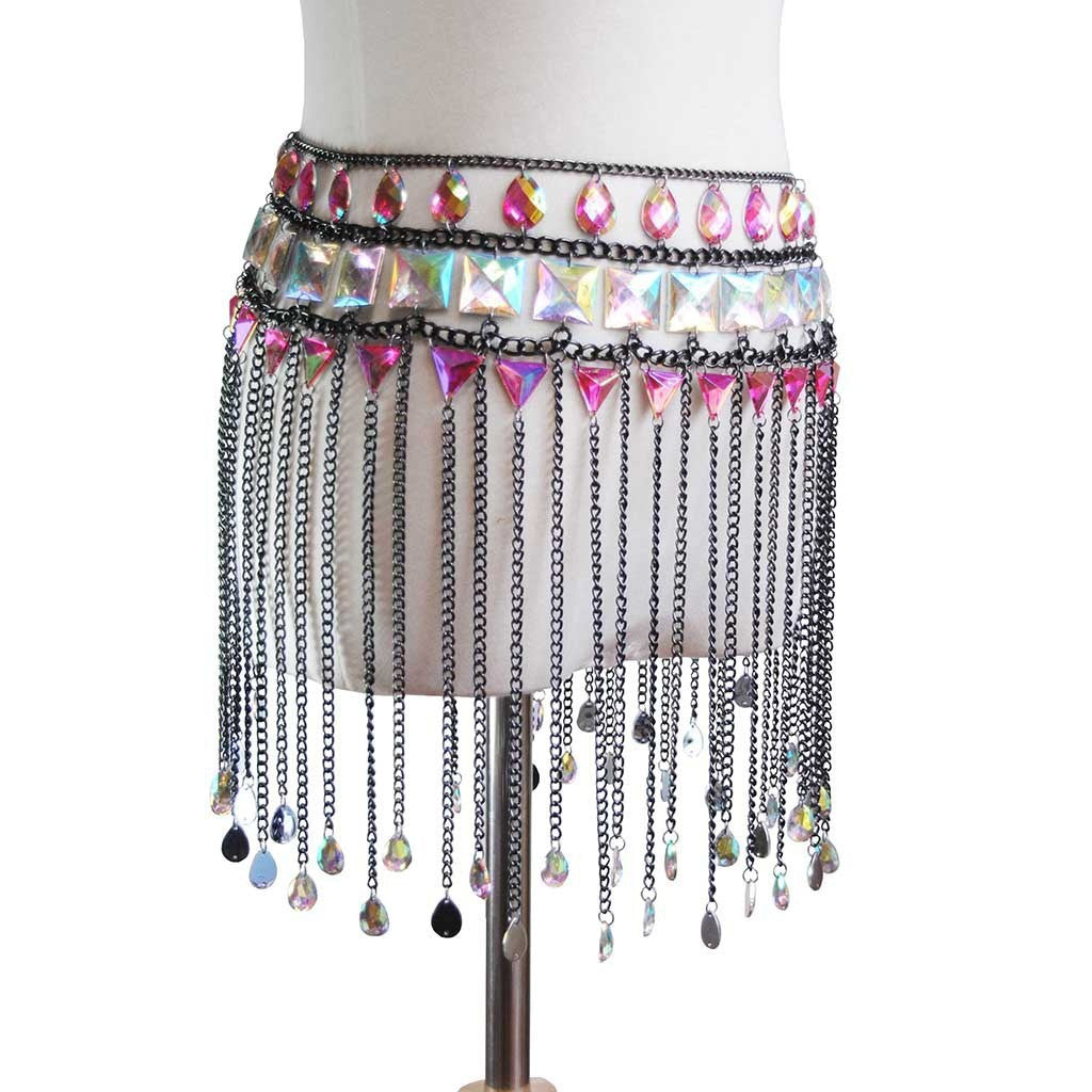 New European and American cross-border accessories, fashionable personality, tassels, beach drops, acrylic, hand-stitched and versatile waist chains