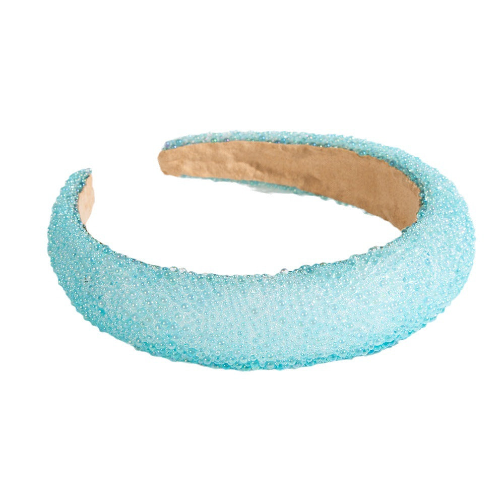 Heming headband Korean version of the new sponge material inlaid with transparent crystal headband, the girl is versatile, wide-edged, pressed hair accessory