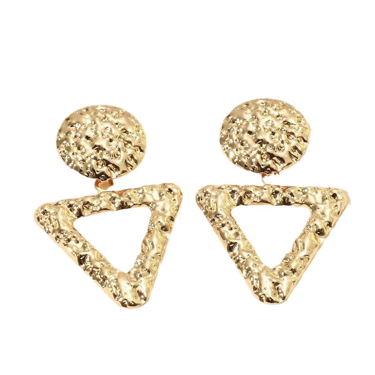 New European and American exaggerated jewelry, retro geometric triangle shape, metal earrings, personality temperament, alloy cutout earrings
