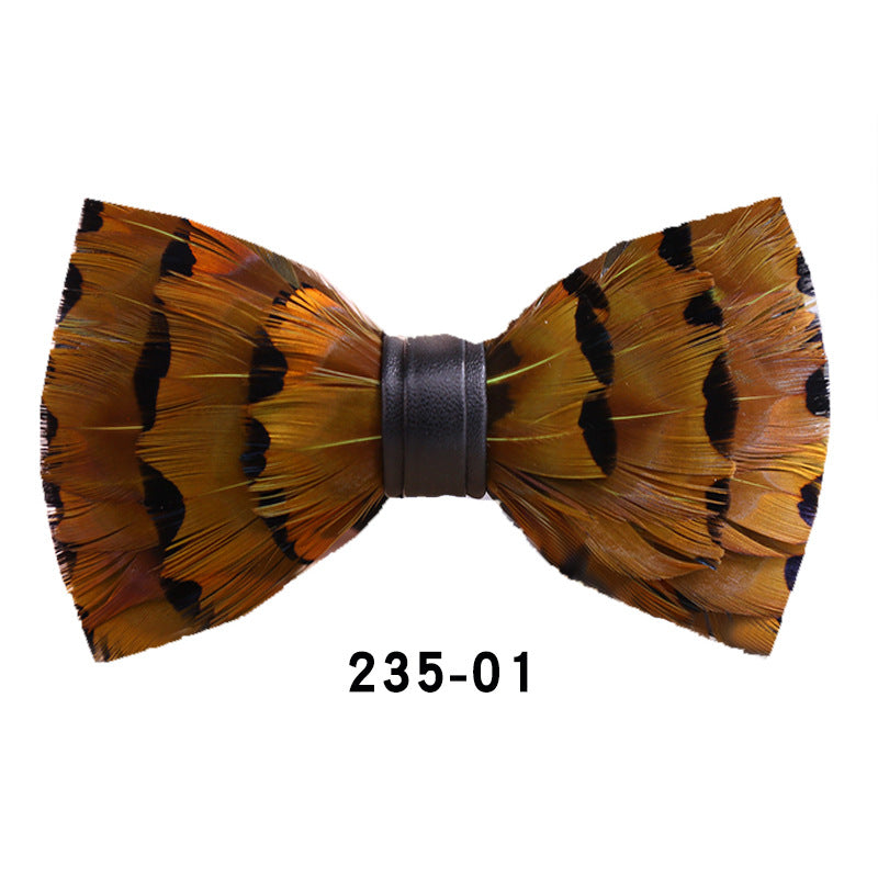 235 Red Feather Shirt Bow Tie Men Wedding Party Collar Yellow Suit Bow