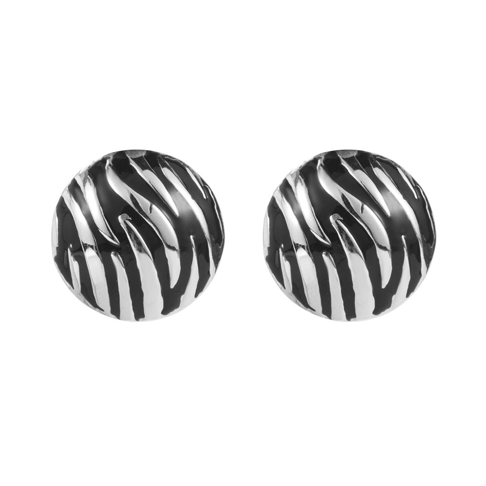 Cross-border European and American fashion atmosphere stud alloy dripping oil zebra print temperament high quality earrings red love earrings