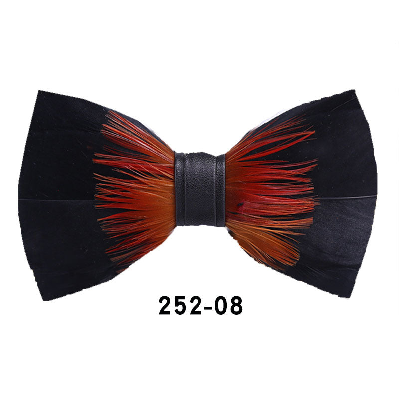 252 orange feather wedding groom best man butterfly wedding shirt man black bow tie shirt collar flower