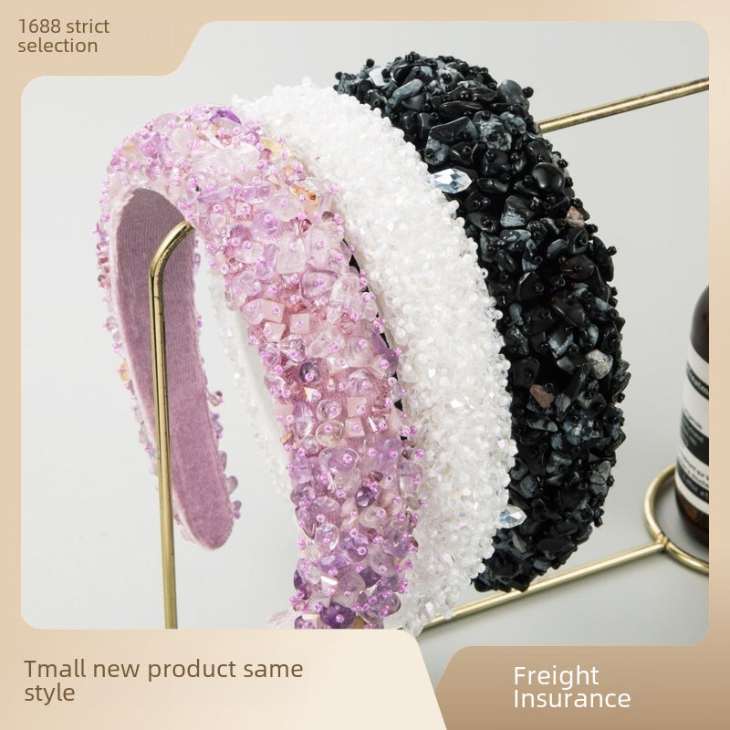 Heming hair accessories, new cross-border supply, baroque hand-sewn headbands, female Douyin anchors hot push headbands