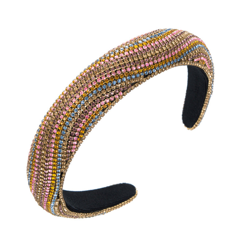 Heming headbands women's cross-border European and American baroque style diamond chain sponge headband hair ornament wholesale high cranial headband