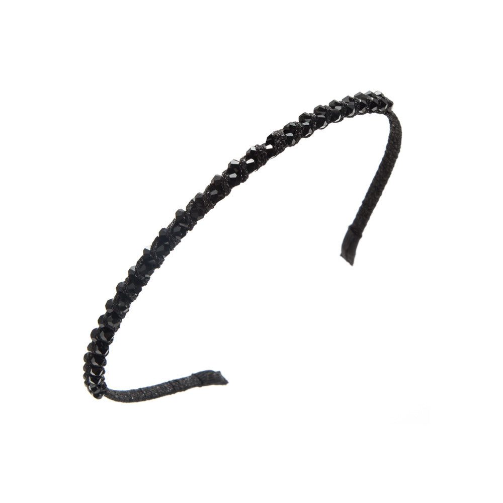 Cross-border supply: super flash crystal, hand-woven beaded, fine-edged headband, Korean version, sweet fashion and versatile hair accessories wholesale