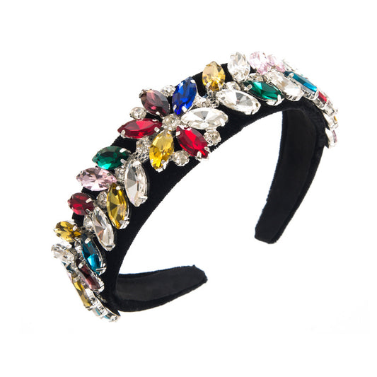 Heming's new baroque fashion ultra-flash rhinestone glass drill bit hoop women's Korean trend high-end street photography headwear