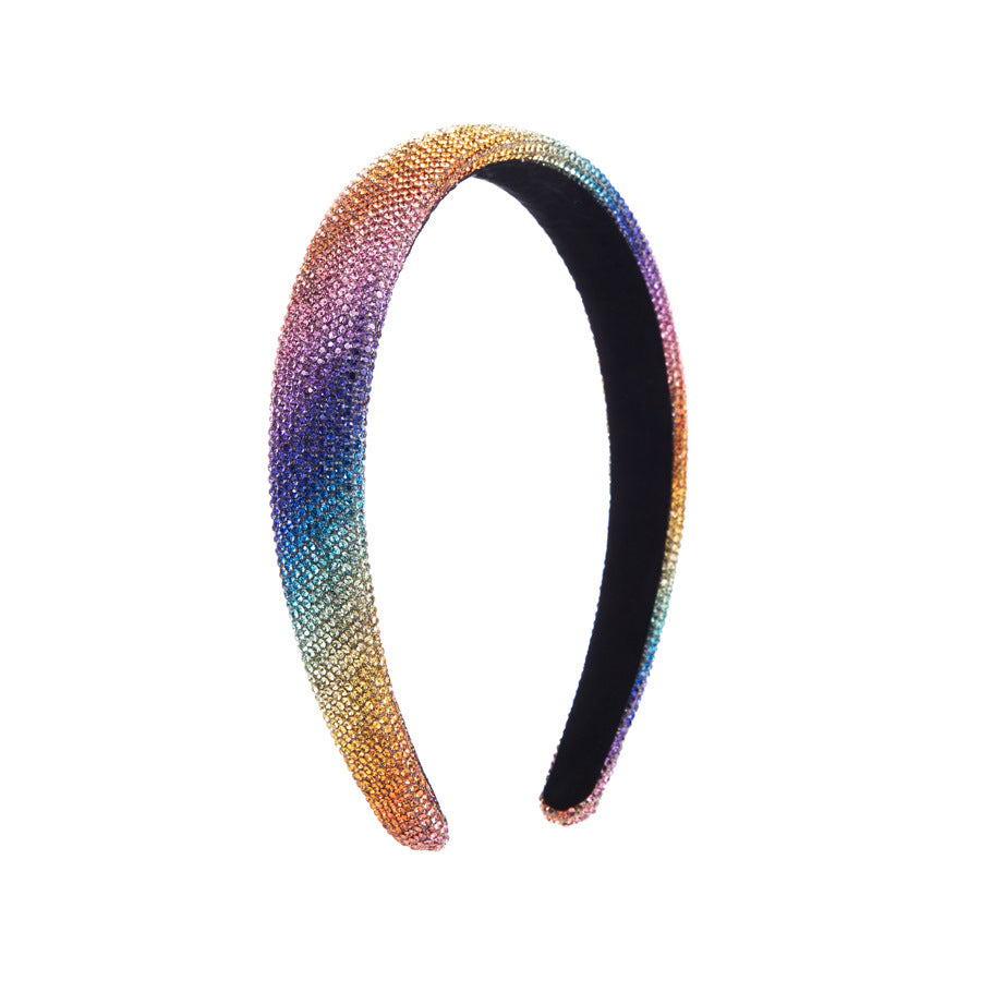 Heming Korean version of the fashion new full diamond hair ornament simple temperament rainbow net red headband high-quality face wash headband batch