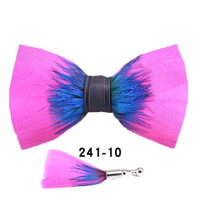 241 Peacock Blue Feather Man Hosts the Party Groom Groomsman Group Butterfly Wedding Bow Tie Spot