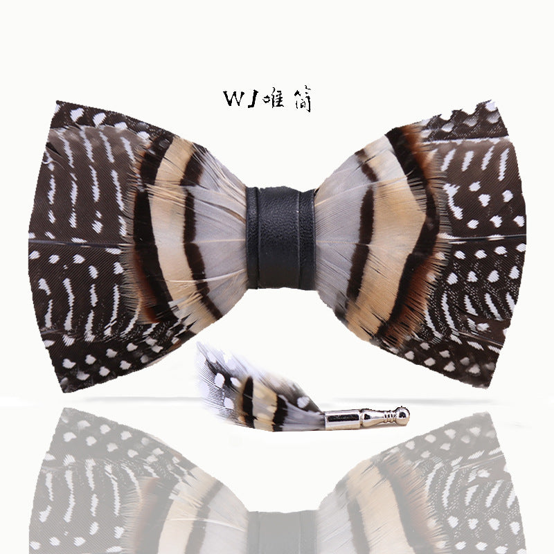 258 black and white dot khaki feather wedding groom groomsman butterfly wedding shirt male bow tie flower collar