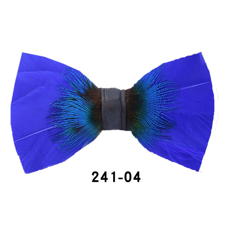 241 Peacock Blue Feather Man Hosts the Party Groom Groomsman Group Butterfly Wedding Bow Tie Spot