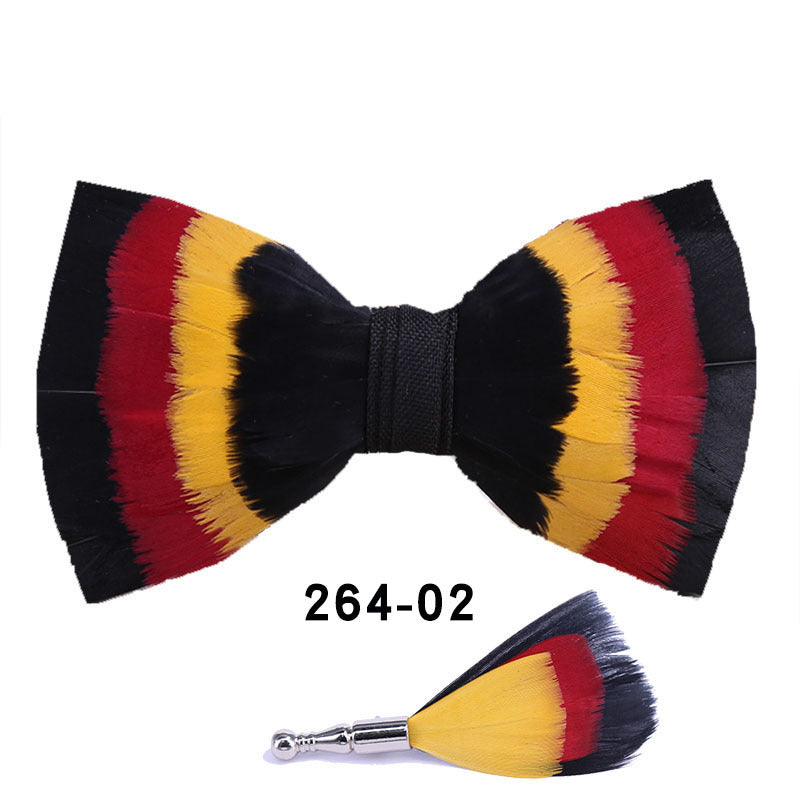 264 Colorful Feather Bow Tie Men's Wedding Banquet Clay Suit Accessories Shirt with Box Bow