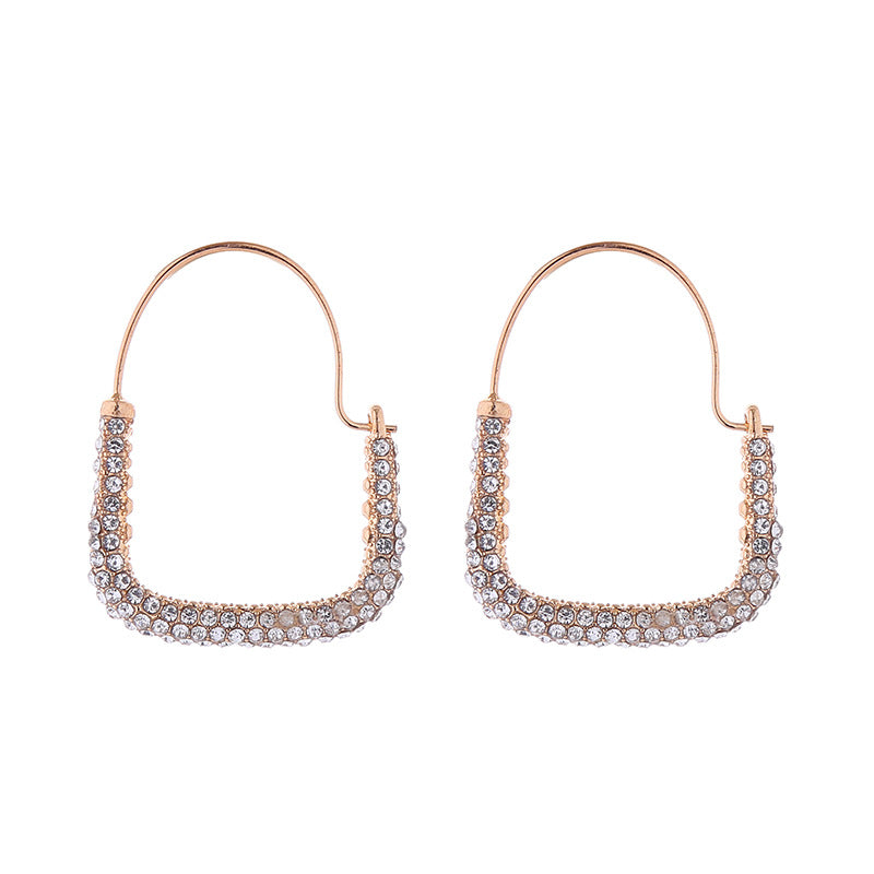 European and American new fashion, simple and trendy Internet celebrity earrings, women's personality, niche design, alloy and diamond geometric earrings