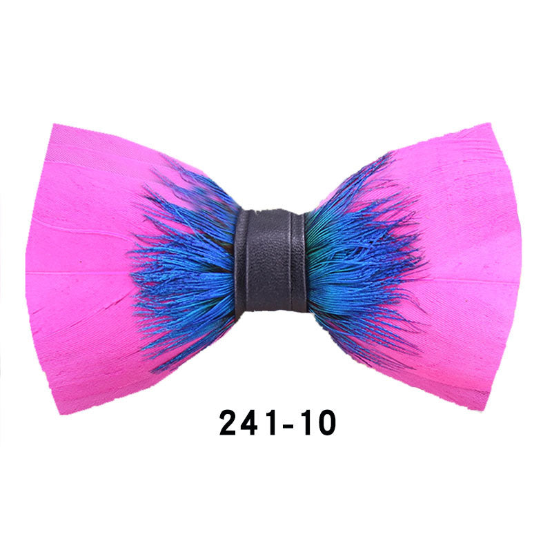 241 Peacock Blue Feather Man Hosts the Party Groom Groomsman Group Butterfly Wedding Bow Tie Spot